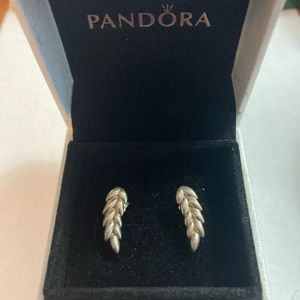 Pandora Sterling Silver Leaf Earrings